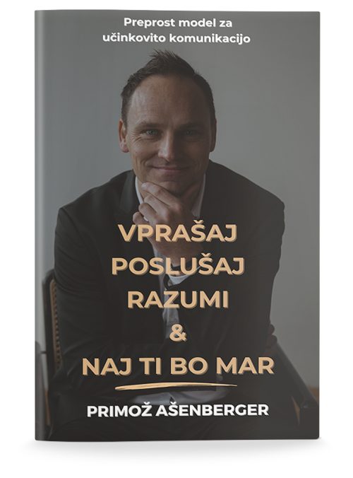 Naslovnica knjige Vprašaj, poslušaj, razumi & naj ti bo mar avtorja Primoža Ašenbergerja
